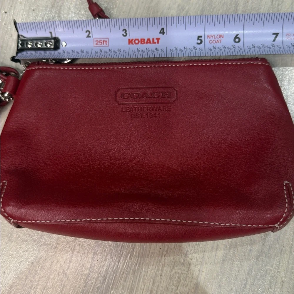 Vintage Y2K Coach Cherry🍒 Red Leatherwear Wristlet With Tassel- EUC